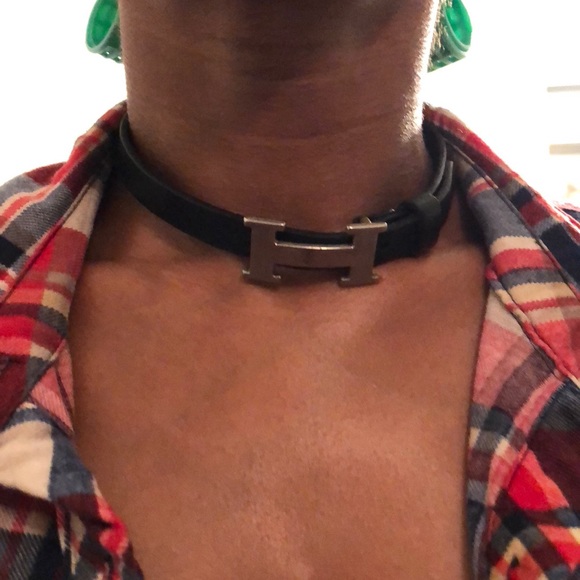 Hermès Wrap Bracelet Unisex black leather/silver H - Picture 7 of 7